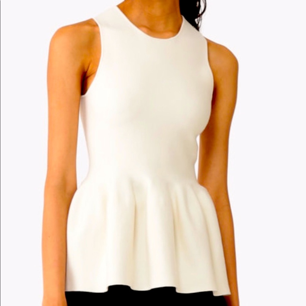 Theory peplum Ivory sleeveless Cheshire sweater